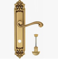 Дверная ручка Venezia "VIVALDI" WC-2 на планке PL96 французское золото + коричневый