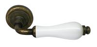 Дверная ручка на круглой розетке Morelli Luxury "Ceramica"   античная бронза/ керамика шампань