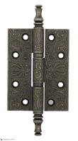 Дверная петля универсальная латунная с узором Venezia CRS011 102x76x4 античное серебро