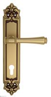 Дверная ручка Venezia "CALLISTO" CYL на планке PL96 французское золото + коричневый