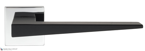 Дверная ручка Venezia Unique "PHILIP" полированный хром / черный (мягкое покрытие)