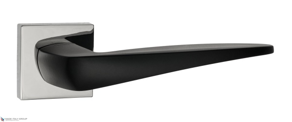 Дверная ручка Venezia Unique "MIAMI" полированный хром / черный (мягкое покрытие)