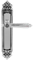 Дверная ручка Extreza "LEON" (Леон) 303 на планке PL02 натуральное серебро + черный F24