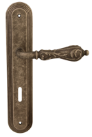 Дверная ручка на планке Melodia 229 Libra Cab на пластине Demetra Античное серебро