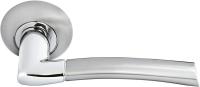 Дверная ручка на круглой розетке  Morelli  MH-06  белый никель/полированный хром