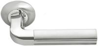 Дверная ручка на круглой розетке Morelli MH-11 белый никель/полированный хром