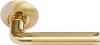 Дверная ручка на круглой розетке  Morelli MH-03  матовое золото/золото