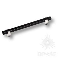 Ручка скоба Brass 765-160-Chrome-Black глянцевый хром с чёрной вставкой 160 мм
